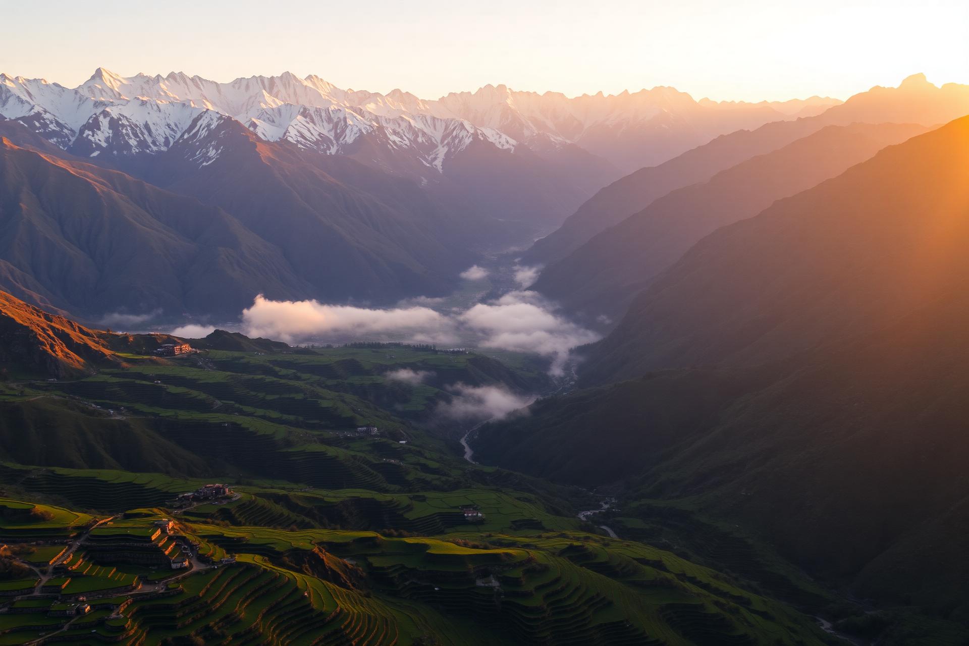 Pakistan landscape — Karakoram mountains at sunset